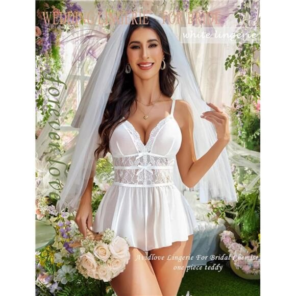 Women One Piece Teddy Lace Bodysuit Sexy White - Picture 3 of 6